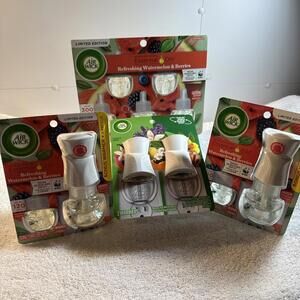 Lot Of 9 Air Wick Plug In Air Essential Oil Watermelon And Berries And 4 Warmers